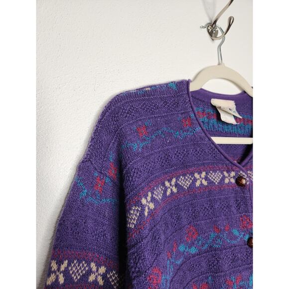 Vintage Northern Reflections Cardigan Sweater Nature Art Grandma Cottage Medium - Picture 5 of 6